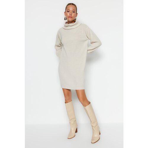 Trendyol Stone Mini Knitwear Turtleneck Dress Slike