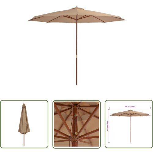  The Living Store Zunanji senčnik z lesenim drogom 350 cm taupe - Senčnik, (21743093) Cene