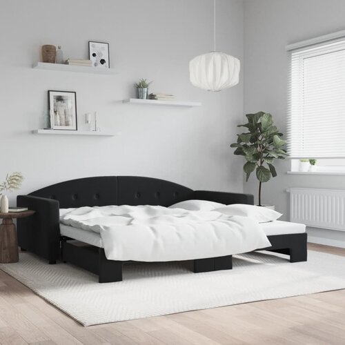 VidaXL Izvlečna dnevna postelja črna 100x200 cm žamet Slike