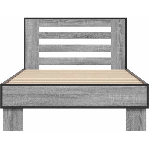  Okvir za krevet boja hrasta 100x200cm konstruirano drvo i metal Siva 100 x 200 cm Slike