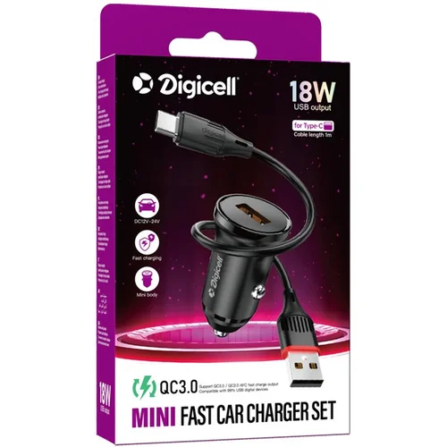  Digicell single port QC3.0 car charger set Type-C