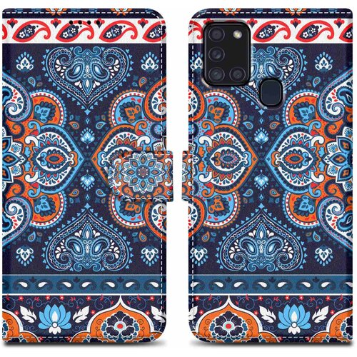 Cadorabo Ohi&scaron;je, združljiv s Samsungom - Design Blue Mandala &scaron;t. 1 - Za&scaron;čitni pokrov z magnetnim zapiranjem, funkcijo stojala in režo za kartico, (20694328) Cene