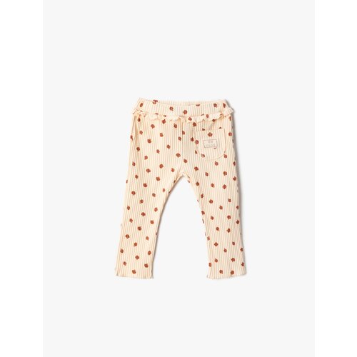 Koton Ribbed Frill Detailed Leggings Mushroom Printed Elastic Waist Slike