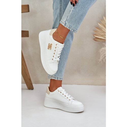 PM1 Women's Platform Sneakers White-Beige Temittes Slike