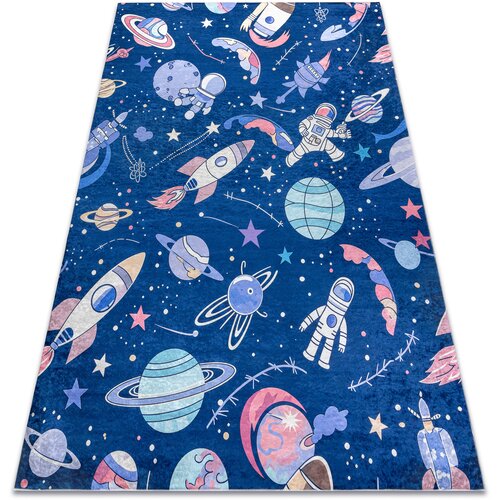 RugsX Preproge BAMBINO 61580 pralna preproga Vesolje, raketa za 140x190 cm Modra Slike