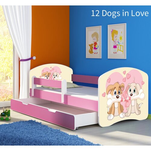  Otro&scaron;ka postelja ACMA z motivom, stransko roza + predal 180x80 cm 12 Dogs in Love Cene