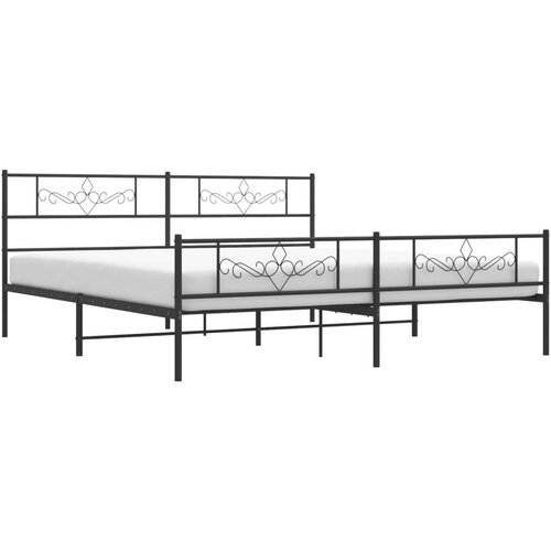 VidaXL Metalni okvir kreveta uzglavlje i podnožje crni 193x203 cm Slike