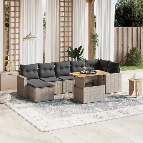 vidaXL 8-dijelni set vrtnih sofa od poliratana s jastucima sivi Cijene
