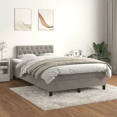 Box spring postelja z vzmetnico svetlo siva 120x200 cm žamet, (20901418)