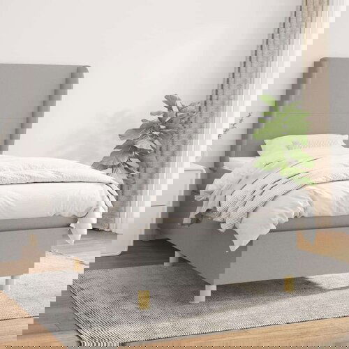  Box spring postelja z vzmetnico svetlo siva 80x200 cm blago, (20790207) Slike