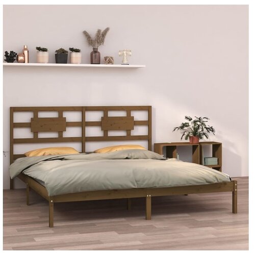  Posteljni okvir medeno rjav iz trdnega lesa 200x200 cm Cene