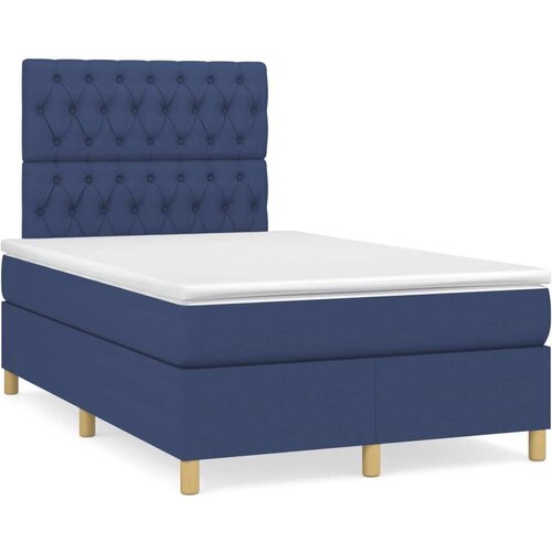  Box spring postelja z vzmetnico LED modra 120x190 cm blago Slike