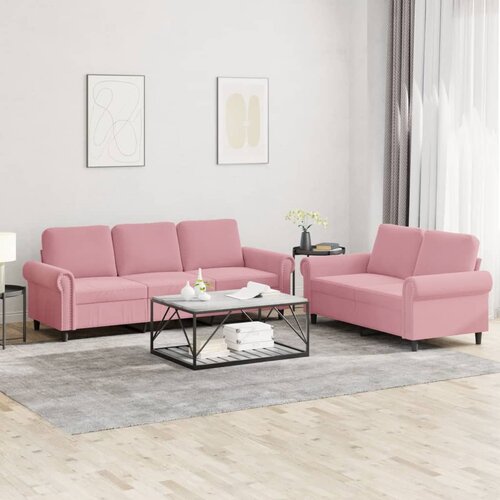  2-dijelni set sofa s jastucima ružičasti bar&scaron;unasti Cijene