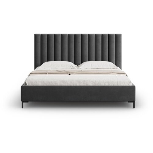 Mazzini Beds Temno siva oblazinjena zakonska postelja s prostorom za shranjevanje z letvenim dnom 180x200 cm Casey &amp;ndash; Slike