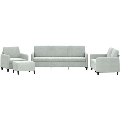 Maison Chic Sedežna garnitura - kavč 4-delna svetlo siv žamet, (21728586) Cene