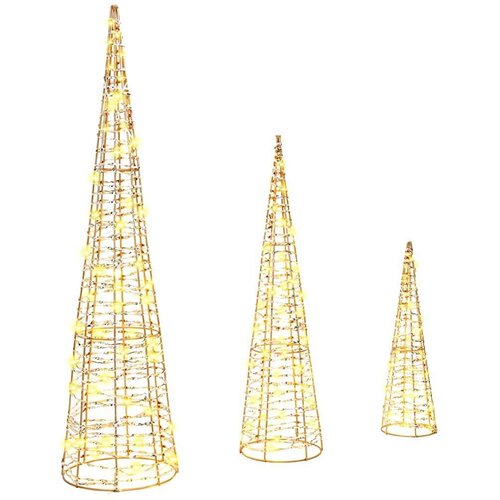 vidaXL Božično drevo med 90 LED 3 pcs Toplo bela 40 cm 60 cm 80 cm PET Cene