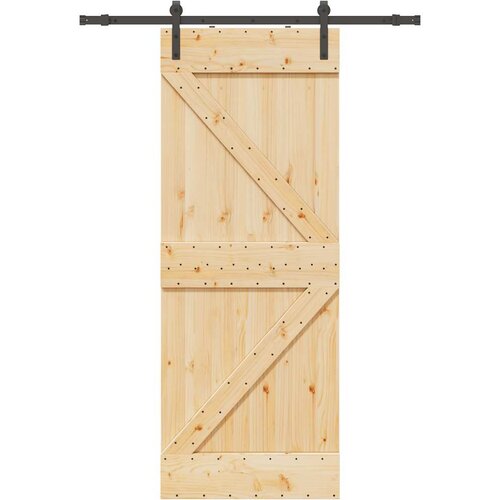 vidaXL Drsna vrata s kompletom vodil 80x210 cm trdna borovina Cene