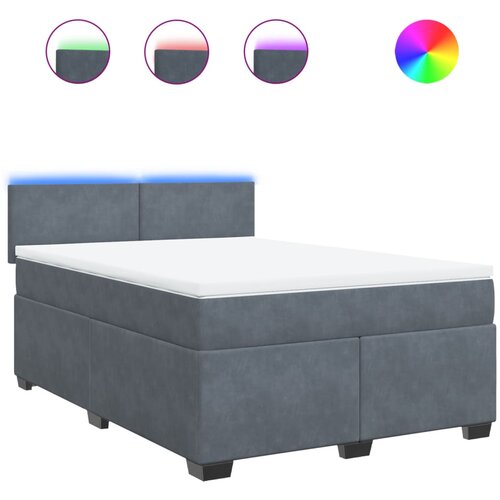 VidaXL Box spring posteljni z vzmetnico temno siv 140x190 cm žamet, (21306283) Slike