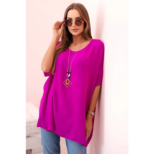 Kesi Włoski Oversized blouse with pendant aubergine Slike