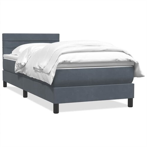 vidaXL Box spring postelja z vzmetnico temno siva 80x210 cm žamet, (21793196) Cene