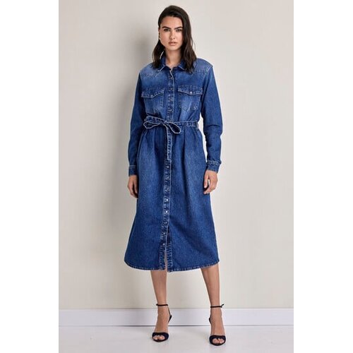 Legendww midi jeans haljina sa pojasom Slike