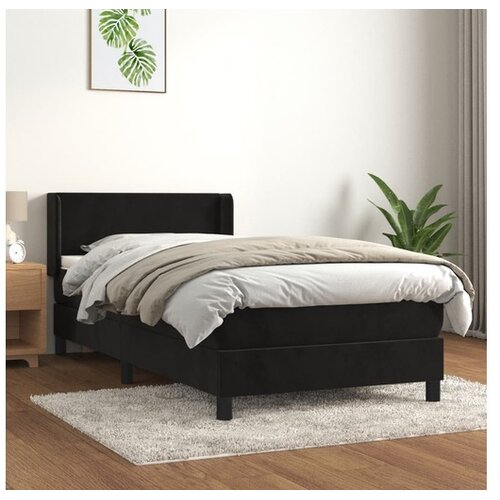  Box spring postelja z vzmetnico črna 90x200 cm žamet Cene