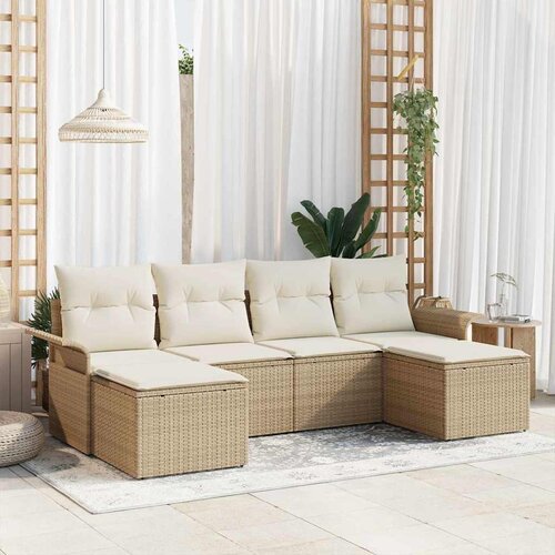  Sjedeća garnitura za vrt 6 kom. Bež poliratan 251 x 117 x 85 cm Slike