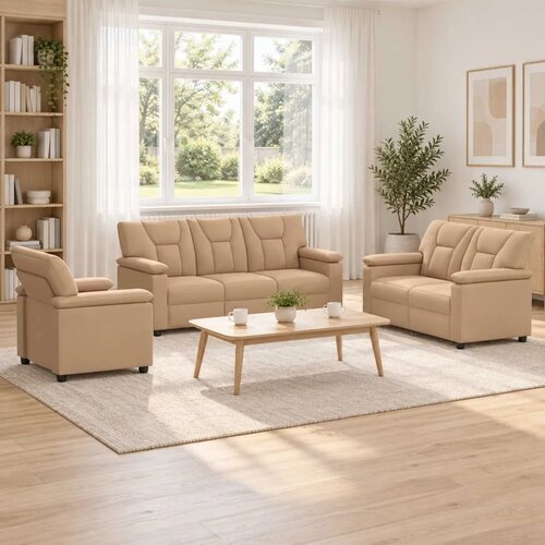  Set sofe 3 pcs Boja cappuccina Umjetna koža - Boja cappuccina 1-sjedalna + 2-sjedalna (120 cm) + 3-sjedalna Cijene