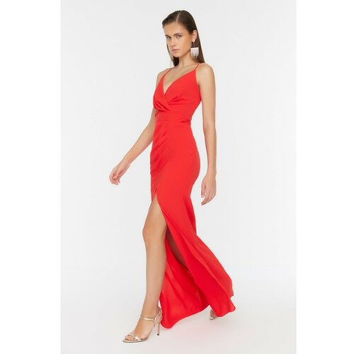 Trendyol Red Back Piping Detailed Evening Dress & Graduation Dress Slike