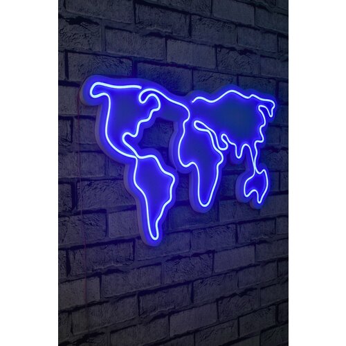 Zidna World Map - Blue Blue Decorative Plastic Led Lighting Slike