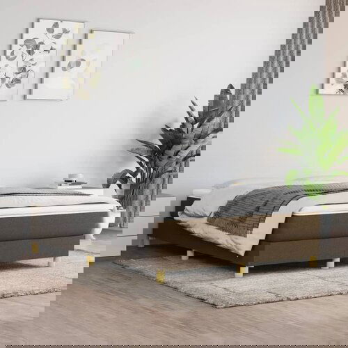 VidaXL Okvir za krevet s oprugama tamnosmeđi 140 x 190 cm od tkanine Slike