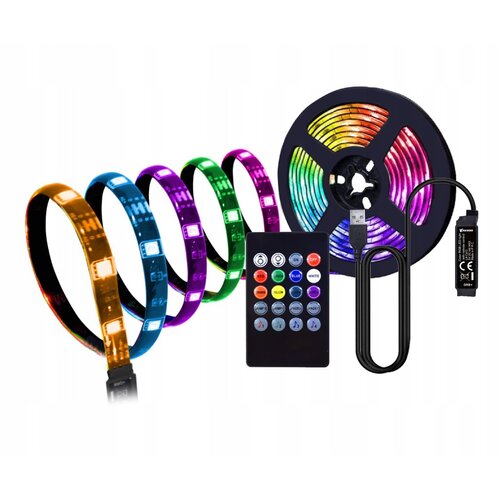 Vakoss USB RGB LED trak 3m s kontrolerjem, utripanje v ritmu glasbe Slike