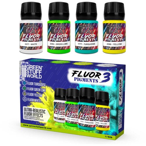 Green Stuff World Fluor Pigments Set 30ml - No. 3 | Set Fluorescentnih Pigmenata Br. 3 (4x30ml) Slike