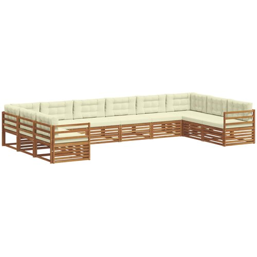  Setovi sofa 3 pcs Prirodna i krem Čvrsto drvo akacije Slike