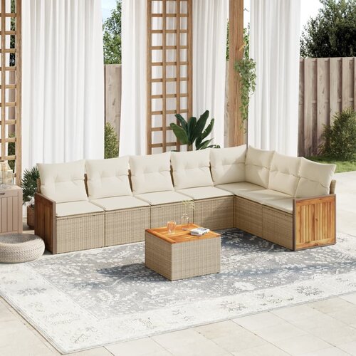 VidaXL 8-dijelni set vrtnih sofa od poliratana s jastucima bež Slike
