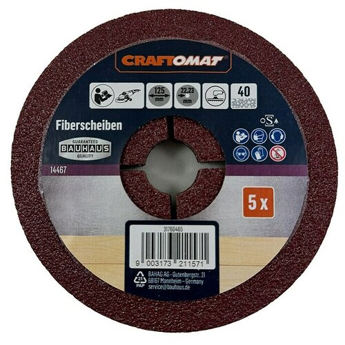 CRAFTOMAT Vlaknasti diski (Premer: 125 mm, Zrnavost: 40, 5 kos) Cene