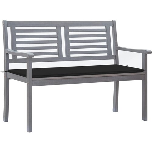 The Living Store Vrtna klop za 2 osebi z blazino 120 cm siv evkaliptusov les - Klop, (21467816) Cene
