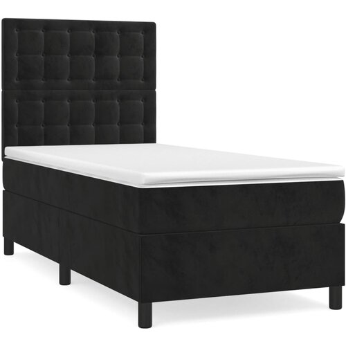 VidaXL Box spring postelja z vzmetnico črna 90x200 cm žamet, (20894952) Slike
