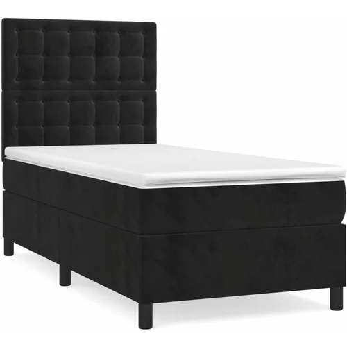vidaXL Box spring postelja z vzmetnico črna 90x200 cm žamet, (20894952)