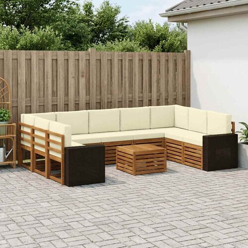  Setovi sofa 10 pcs Prirodna i krem Čvrsto drvo akacije Cene