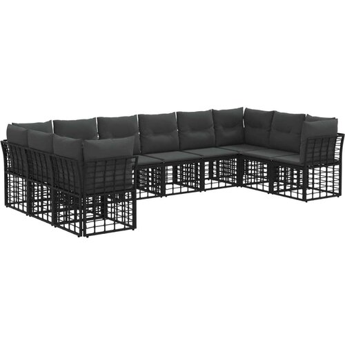  Set vanjskih sofa Crna i tamno siva Poliester - Crna i tamno siva bez stola Cene