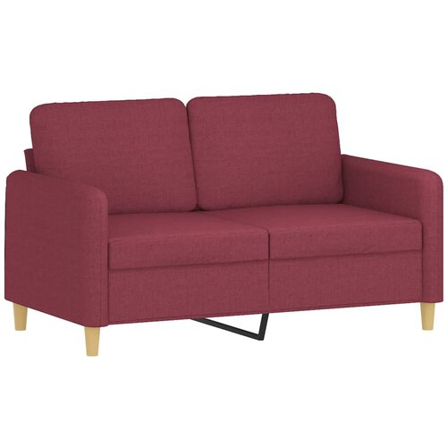  2-dijelni set sofa s jastucima crvena boja vina od tkanine Slike