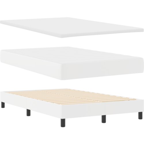Box Spring krevet s madracem bijela boja 120 x 200 cm umjetna koža Slike