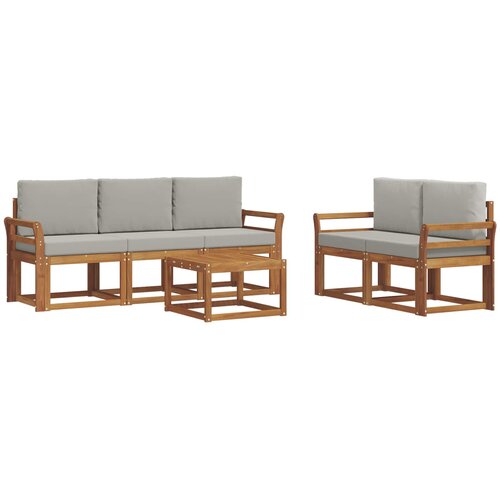  Set vanjskih sofa 6 kom. Prirodna i svijetlo siva Slike