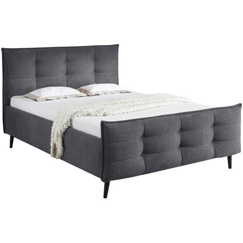 MID.YOU OBLAZINJENA POSTELJA 140 cm x 200 cm , tekstil, leseni material antracit Slike