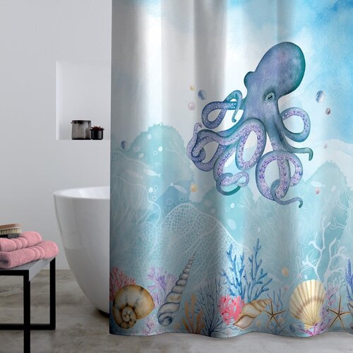 Catherine Lansfield Zavesa za tu&amp;scaron; 180x180 cm Octopus &amp;ndash; Slike