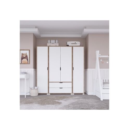 Hanah home nisan 1600-024 light walnutwhite wardrobe Slike