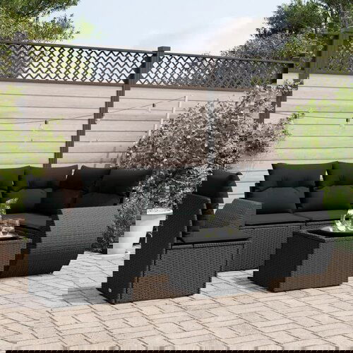 VidaXL 6-dijelni set vrtnih sofa s jastucima crni od poliratana Slike