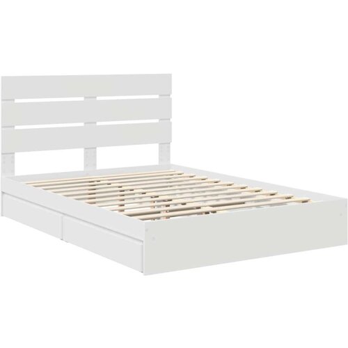  Krevet s od storage Bijelo 140 x 200 cm Konstruirano drvo Slike