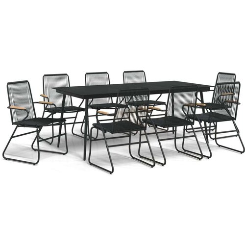 vidaXL 9-dijelni vrtni blagovaonski set od PVC ratana crni Cijene